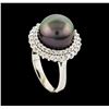 Image 4 : Pearl and Diamond Ring - 14KT White Gold