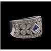 Image 1 : 0.32 ctw Tanzanite and Diamond Ring - 14KT White Gold