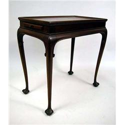 A DIMINUTIVE GEORGE III STYLE CARVED MAHOGANY TRA
