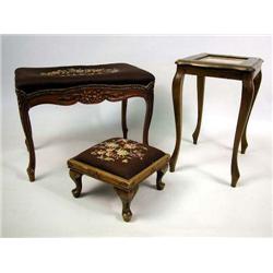 TWO LOUIS XV STYLE CARVED STOOLS