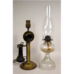 A WESTERN ELECTRIC TELEPHONE FITTED AS A LAMP