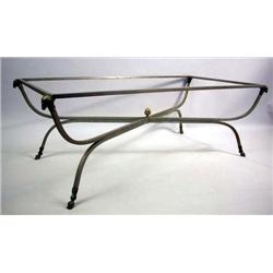 A GEORGE III STYLE BRASS AND STEEL LOW TABLE