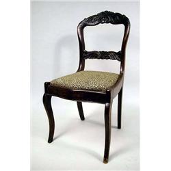 A ROCOCO REVIVAL CARVED MAHOGANY SIDE CHAIR