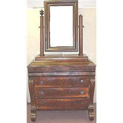 AN EMPIRE FIGURED MAHOGANY DRESSING CHEST