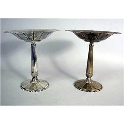 A PAIR OF REED & BARTON STERLING SILVER FOOTED CO