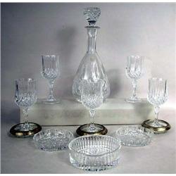 A GROUP OF NINE CRYSTAL WINE GLASSES