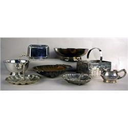 A MISCELLANEOUS GROUP OF SILVER-PLATE TABLE ARTIC