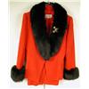 Image 1 : A LILLI ANN RED WOOL SUIT WITH BLACK FUR TRIM