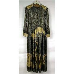 A PAULINE TRIGERE BLACK AND GOLD EVENING GOWN