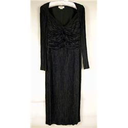 A MARY MC FADDEN FORTUNY PLEATED BLACK SILK EVENI