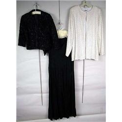 FOUR LONG BLACK EVENING DRESSES Together with two