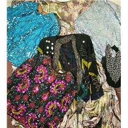 A GROUP OF SEQUINED AND BEADED EVENING CLOTHES In