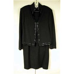 A SAINT JOHN KNIT THREE PIECE BLACK SUIT