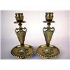 Image 1 : A PAIR OF BRASS URN FORM CANDLESTICKS, CONTINENTA