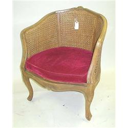 A LOUIS XV STYLE FRUITWOOD BARREL BACK ARMCHAIRS