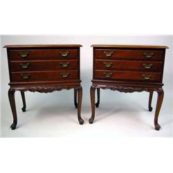 A PAIR OF LOUIS XV STYLE CARVED MAHOGANY CHIFFONI