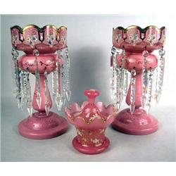 A PAIR OF PINK LUSTRE VASES