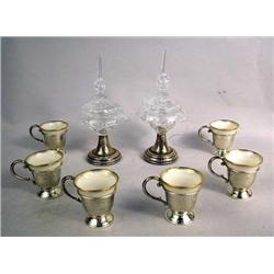 A SET OF SIX GREEN MARK LENOX DEMITASSE CUPS AND 