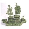 Image 1 : A CHINESE CARVED JADEITE DRAGON FORM BOAT