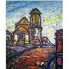 Image 1 : AN OIL ON CANVAS BOARD, TITLED "LANDSCAPE, CHURCH
