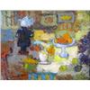 Image 1 : AN OIL ON CANVAS, TITLED "LE COMPOTIER AUX ORANGE