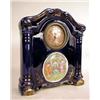 Image 1 : A BLUE AND GILT STENCIL-DECORATED MANTEL CLOCK