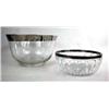 Image 1 : TWO COLORLESS GLASS SILVER PLATED RIMMED SERVING 