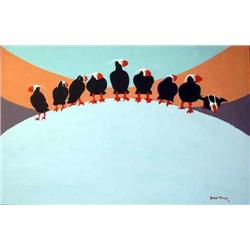 AN OIL ON CANVAS DEPICTING BIRDS SIGNED LR DIANA 