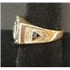 Image 2 : 10K MASONIC MEN'S RING-DIAMOND CNTR STONE