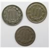 Image 2 : 1869, 1871, & 1875 THREE CENT NICKELS