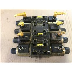 (4) PARKER HYDRAULIC SOLENOID VALVES * SEE PICS FOR #'s *