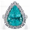 Image 1 : 10.61 ctw Paraiba Tourmaline and Diamond Ring - 18KT White Gold