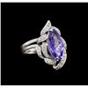 4.52 ctw Tanzanite and Diamond Ring - 14KT White Gold