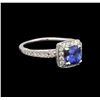18KT White Gold 1.34 ctw Tanzanite and Diamond Ring