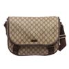 Gucci Beige Brown GG Plus Coated Canvas Leather Messenger Bag
