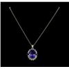 Image 2 : 16.40 ctw Tanzanite, Sapphire, and Diamond Pendant With Chain - 14KT White Gold