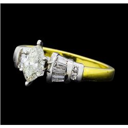 1.01 ctw Diamond Ring - -18KT Yellow Gold and Platinum