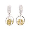 1.90 ctw Diamond Earrings - 18KT White And Yellow Gold