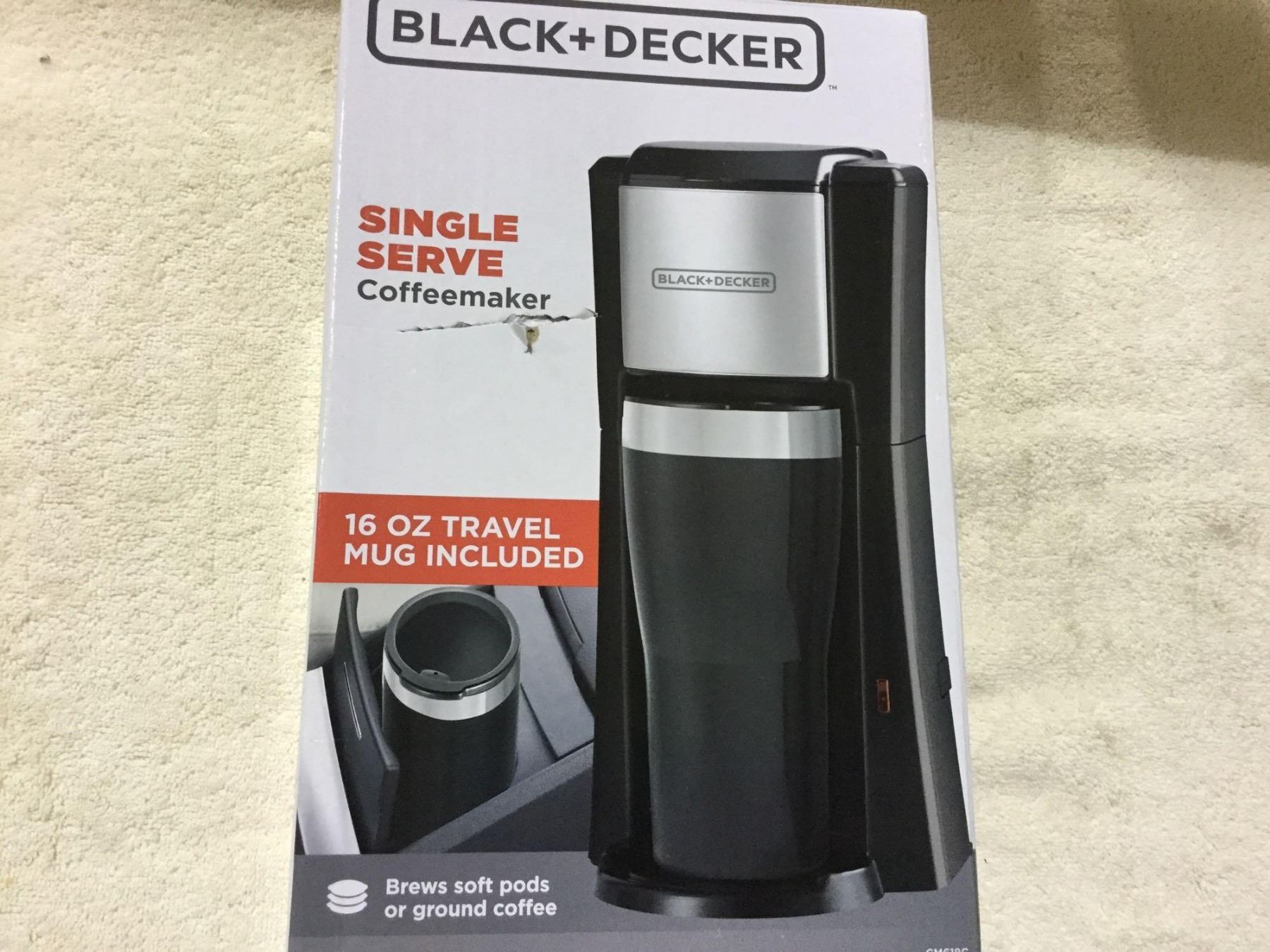 Black & Decker Single Serve Coffemaker with 16 oz Travel Mug