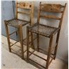 Image 1 : SET OF 4 KITCHEN COUNTER HEIGHT STOOLS WITH CAT GUT SEATS