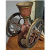 Image 2 : ANTIQUE COFFEE GRINDER, COLES MFG, ORIG PAINT & DECAL, 26" H -  CIRCA 1887