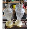 Image 1 : PAIR OF VINTAGE CUT GLASS LAMPS
