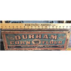 WM JOHNSON & CO. DURHAM CORN FLOUR COVERED CRATE WITH ORIGINAL DECAL - MONTREAL