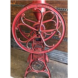 STAR MILL ANTIQUE COFFEE GRINDER - DOUBLE WHEELED CAST WITH HOPPER - APPROX 5' - PATENT 1884