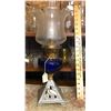 Image 1 : ANTIQUE BANQUET LAMP, COBALT BLUE.