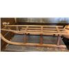 Image 1 : ANTIQUE WOOD SLED REPURPOSED INTO GLASS TOPPED COFFEE TABLE