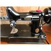Image 3 : SINGER FEATHERWEIGHT SEWING MACHINE WITH CASE & ACCESSORIES.