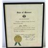 Image 1 : Framed 1971 Jim Nabors Missouri 'Honorary Citizen' Designation w/Governor's Signature & Seal