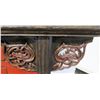 Image 6 : Black & Red Lacquered Oriental Console w/ Cabinet & Drawers, Hinge Detail, 59 x 17.5D x 36"H