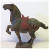 Image 2 : Carved Wooden Horse w/ Red Saddle, Approx. 25" H (tail was broken off at one time, glued back on)